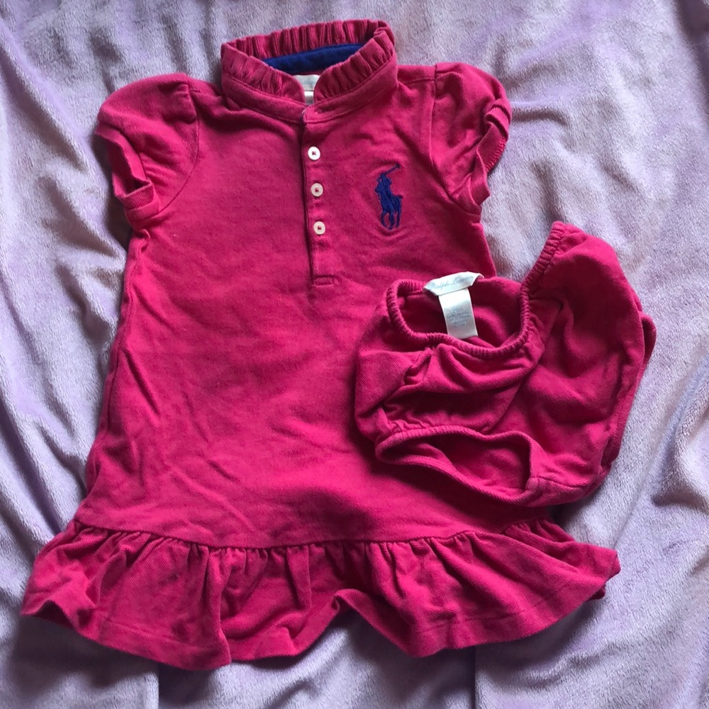 Baby girl Ralph Lauren polo dress with bloomers